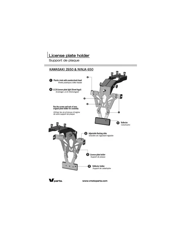 Affaire À Saisir Support de plaque V PARTS noir Kawasaki Z650