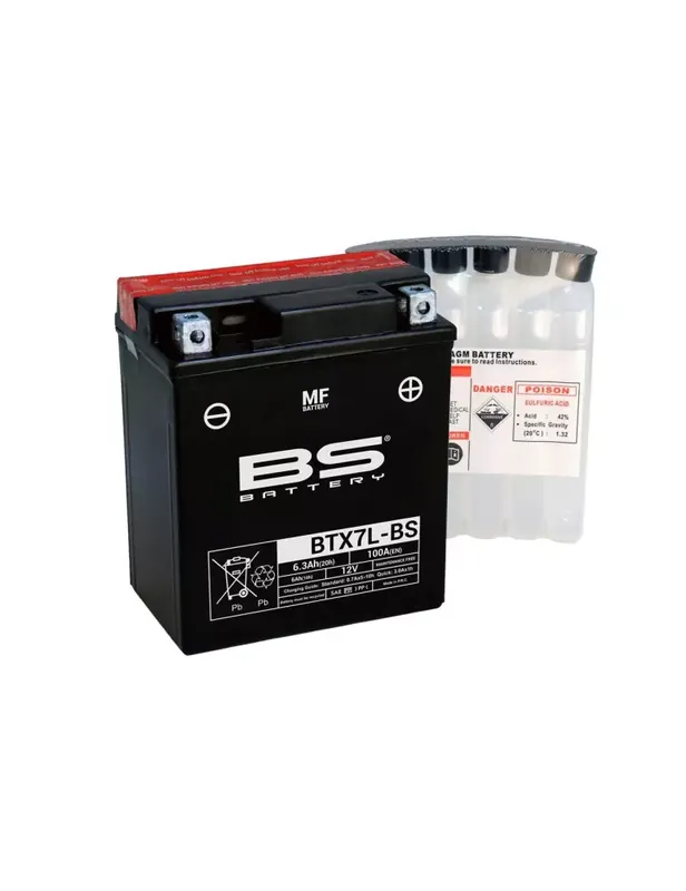 Batterie BS BATTERY BTX7L-BS sans entretien livrée avec pack acide Réduction