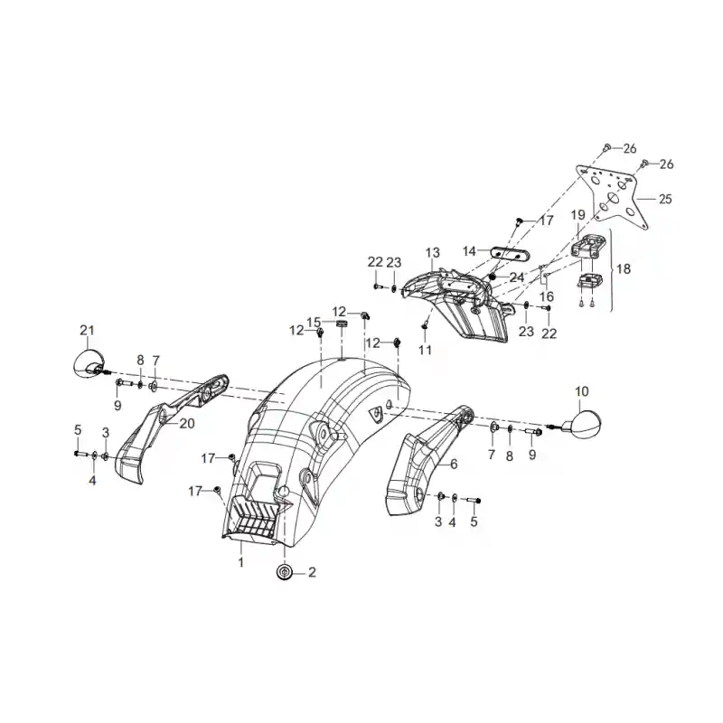 Garde Boue Arrière 1 – GARDE-BOUE AR NOIR BRILLANT SRV 125 2025 Offre Exclusive
