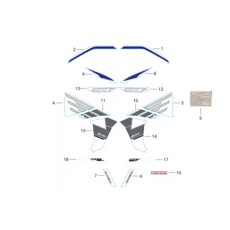 Nouveauté Sticker Version Bleu/Gris 1 - STICKER RESERVOIR G SRT 800 SX