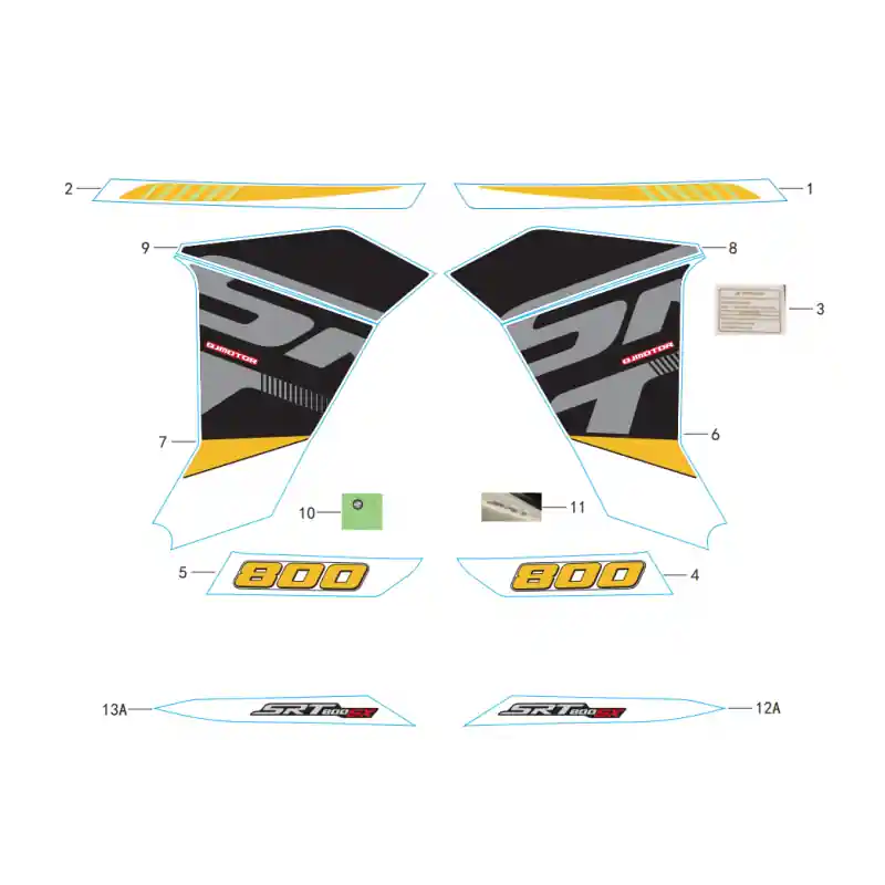 Acheter En Ligne Sticker Version Noir/Jaune 1 – STICKER RESERVOIR G SRT 800 SX