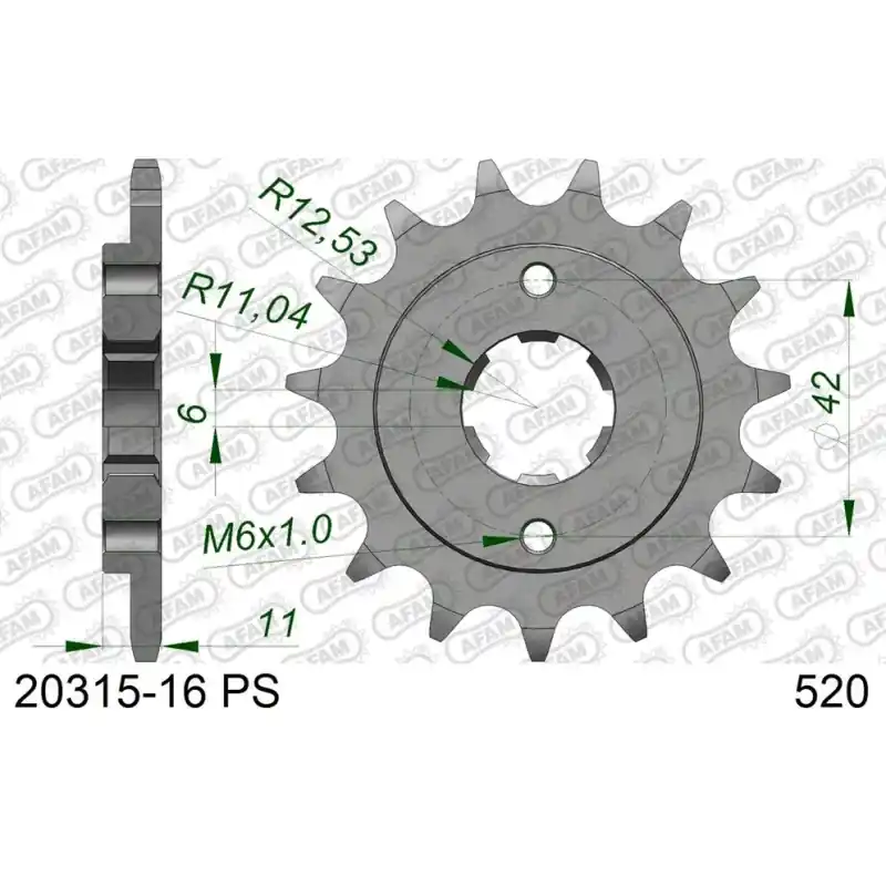 Dernier Modèle Pignon 16 PS dents pour chaine 520