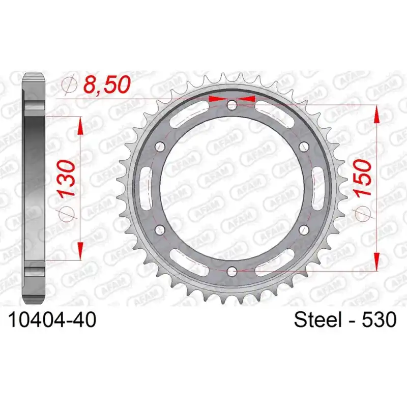 Vente Directe Couronne Acier 40 dents pour chaine 530