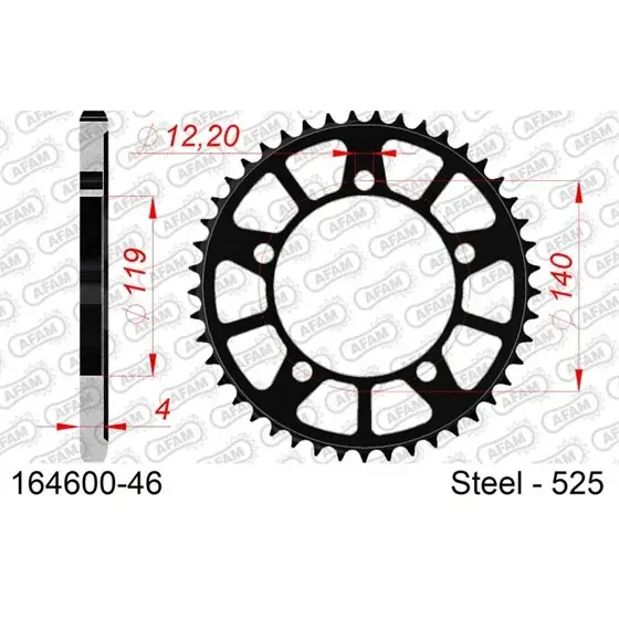 Vente Flash Couronne Acier 46 dents pour chaine 525