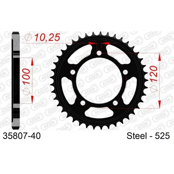 Couronne Acier 40 dents pour chaine 525 Authentique