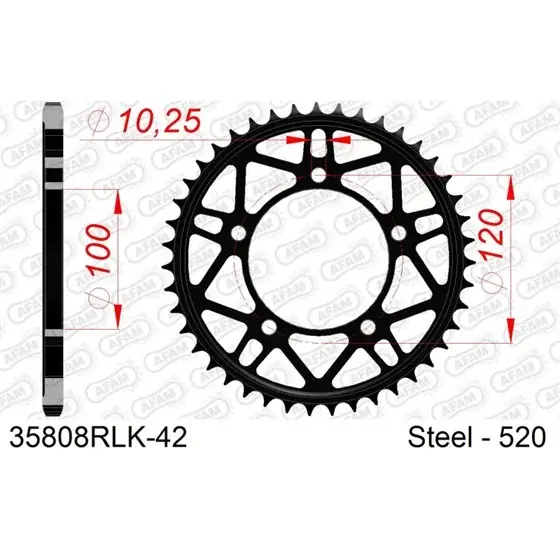 Couronne Acier 42 dents pour chaine 520 Soldes
