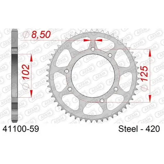 Dernier Modèle Couronne Acier 59 dents pour chaine 420