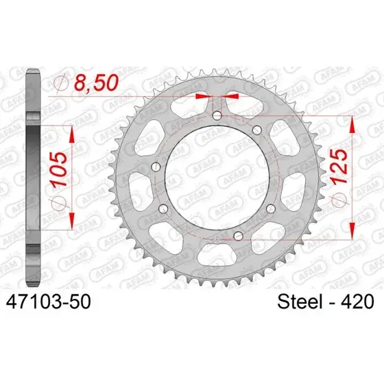Couronne Acier 50 dents pour chaine 420 Offre Spéciale