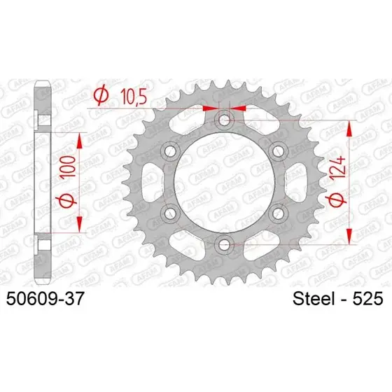 Achat Immédiat Couronne Acier 37 dents pour chaine 525
