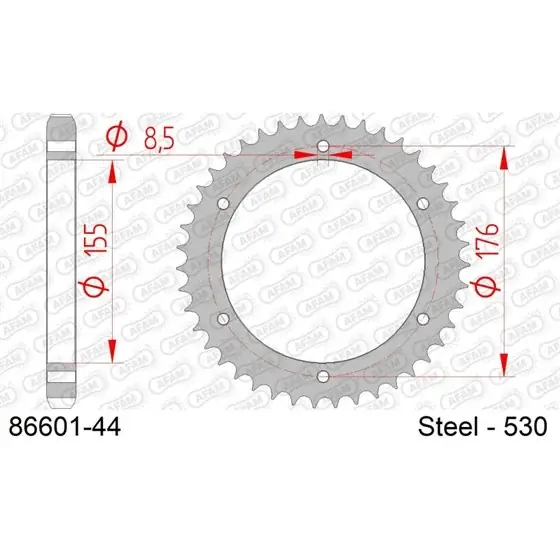 Couronne Acier 44 dents pour chaine 530 Offre Du Jour