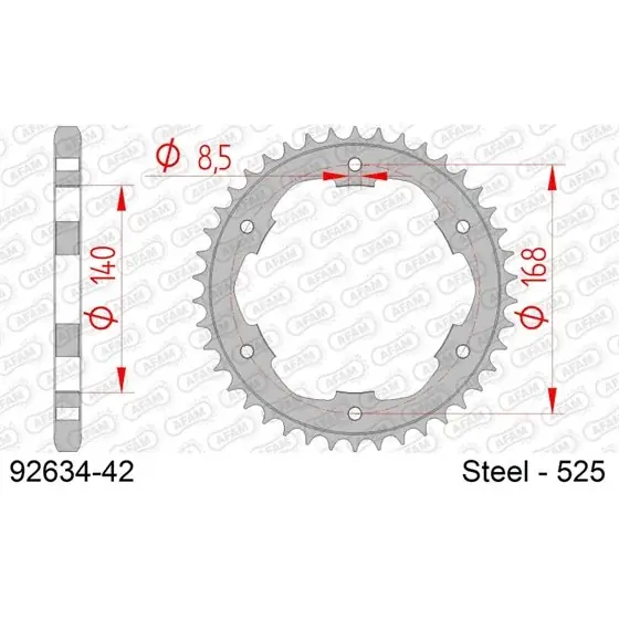 Couronne Acier 42 dents pour chaine 525 Retour Gratuit