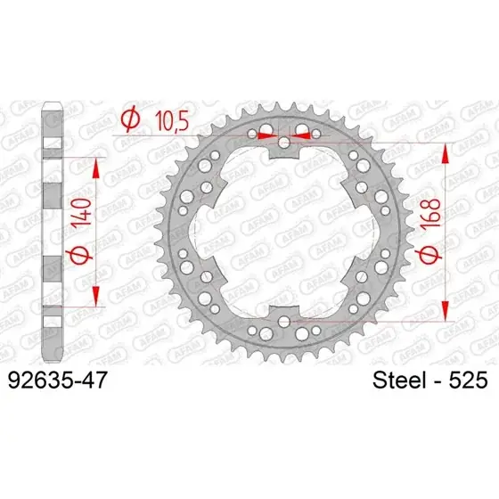 Couronne Acier 47 dents pour chaine 525 Bon Plan
