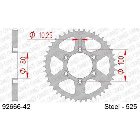 Couronne Acier 42 dents pour chaine 525 Dernier Modèle