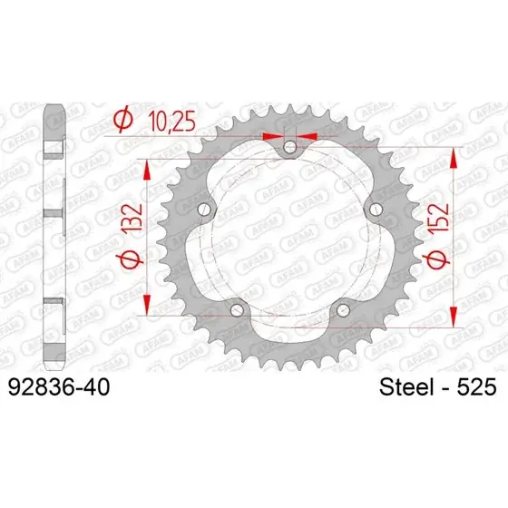Couronne Acier 40 dents pour chaine 525 Soldes