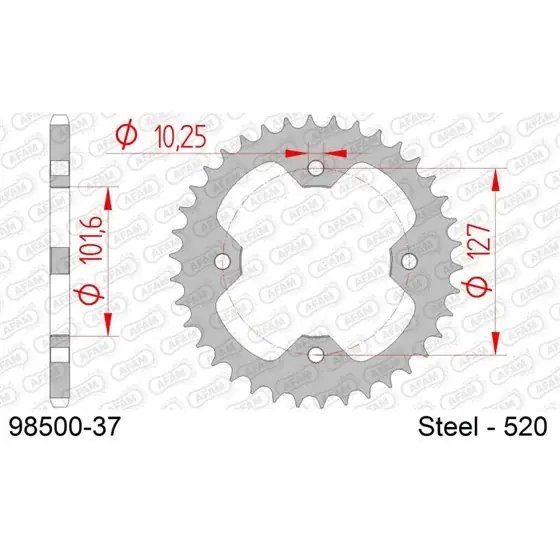 Vente Flash Couronne Acier 37 dents pour chaine 520