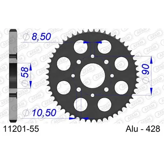 Dernier Modèle Couronne En Alu 55 dents pour chaine 428