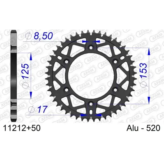 Couronne En Alu 50 dents pour chaine 520 S/C Retour Gratuit