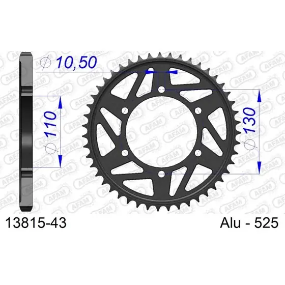 Couronne En Alu 43 dents pour chaine 525 Solde