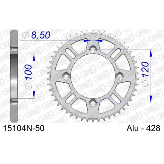 Couronne En Alu 50 dents pour chaine 428 Dernière Chance