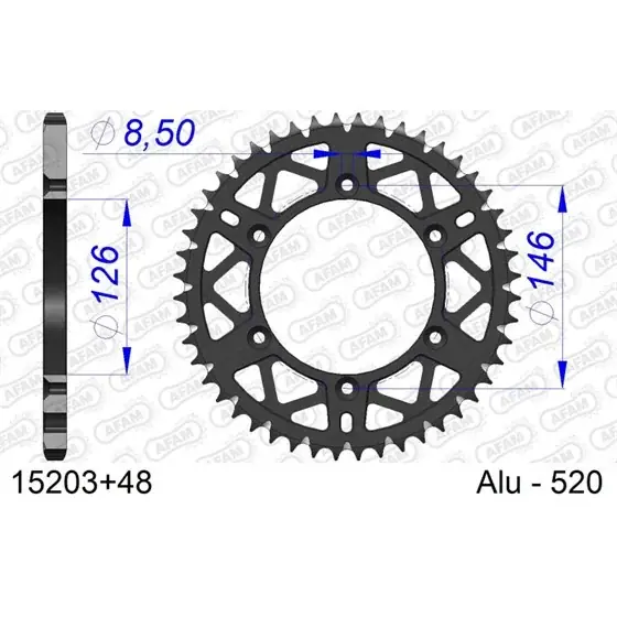 Couronne En Alu 48 dents pour chaine 520 S/C Paiement Sécurisé