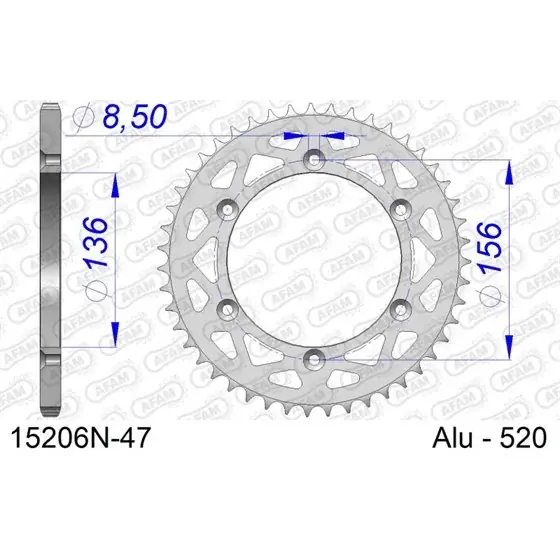 Top Vente Couronne En Alu 47 dents pour chaine 520