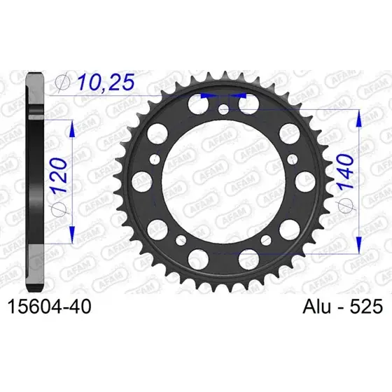 Soldes Couronne En Alu 40 dents pour chaine 525