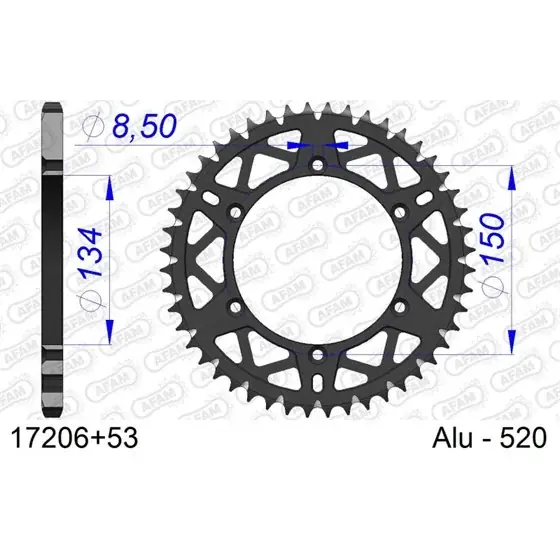 Offre Exclusive Couronne En Alu 53 dents pour chaine 520 S/C