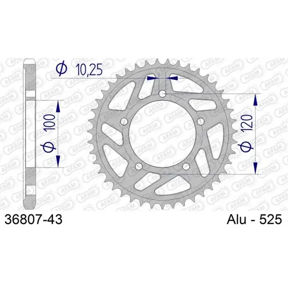 Couronne En Alu 43 dents pour chaine 525 Commander Maintenant