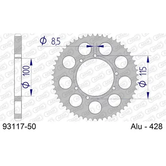 Couronne En Alu 50 dents pour chaine 428 Nouvelle Collection