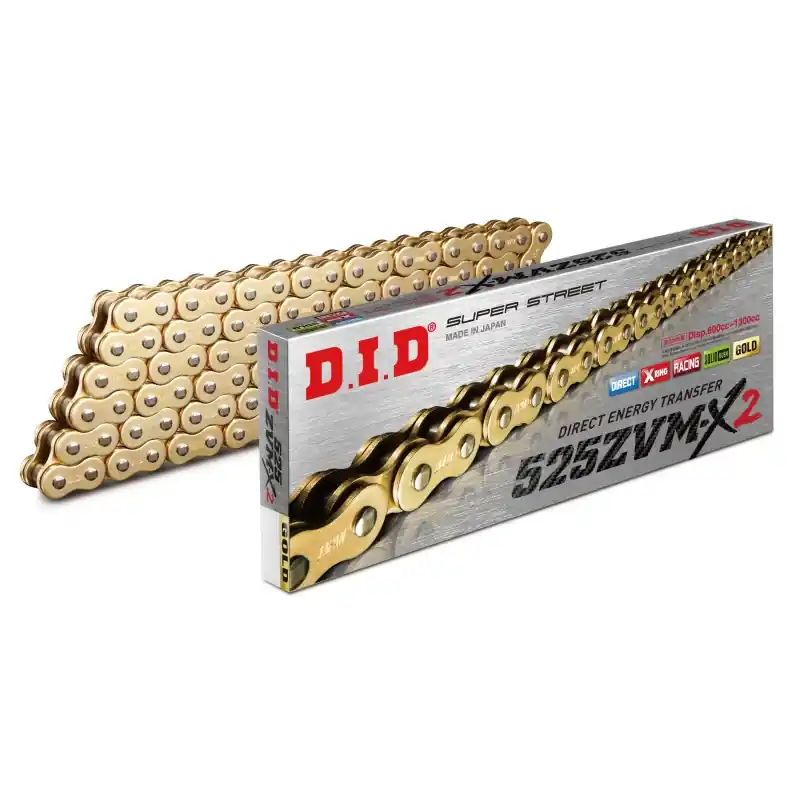 Meilleur Choix Chaine DID 525ZVM-X2 X-Ring Super Renforcée Pas de 525 – Couleur Or