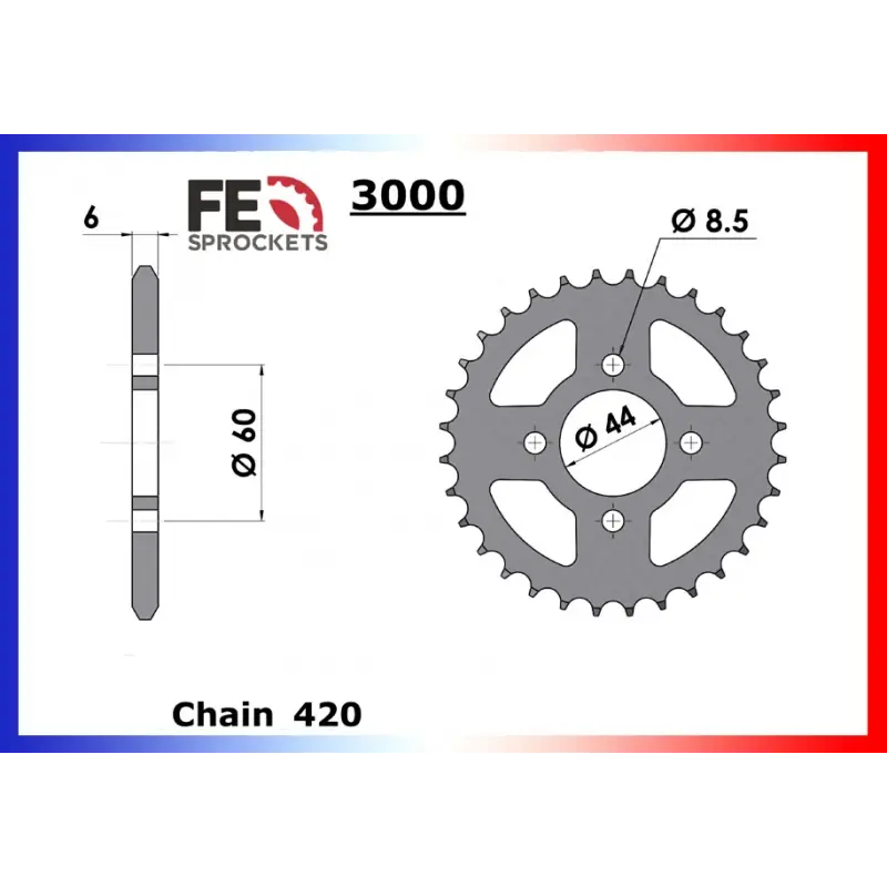 Remise Couronne Acier 37 dents pour chaine 420 – France Equipement 0370.3000.37