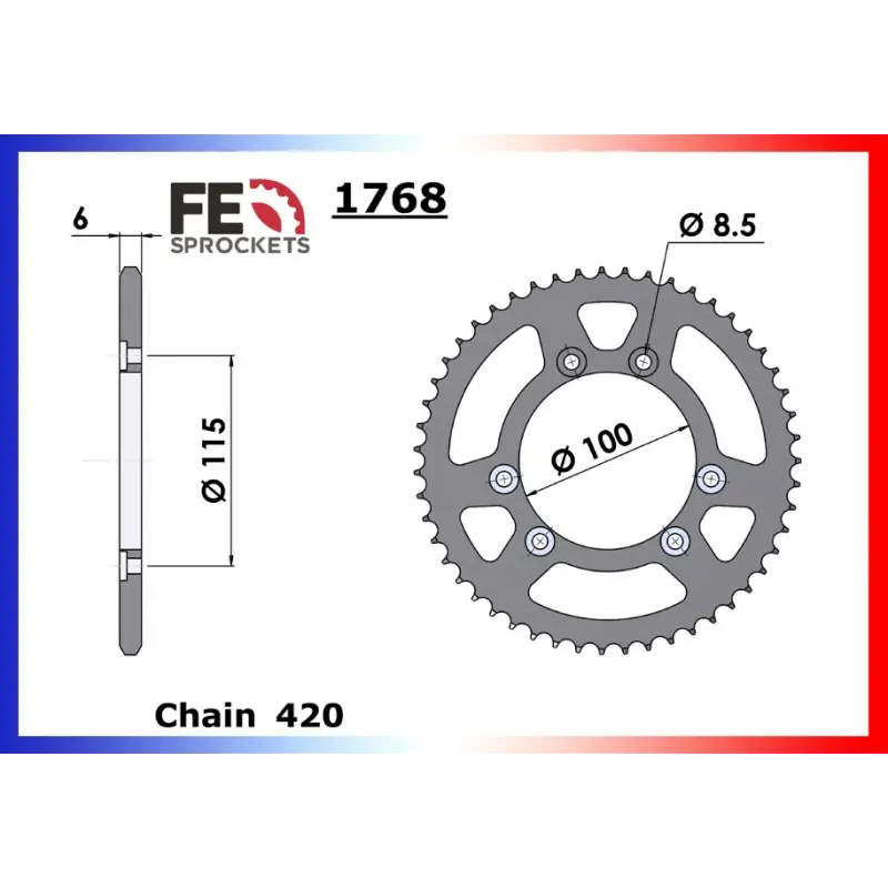 Acheter En Ligne Couronne Acier 56 dents pour chaine 420 – France Equipement 1312.1768.56