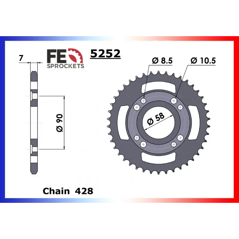 Vente Flash Couronne Acier 39 dents pour chaine 428 – France Equipement 2102.5251.39