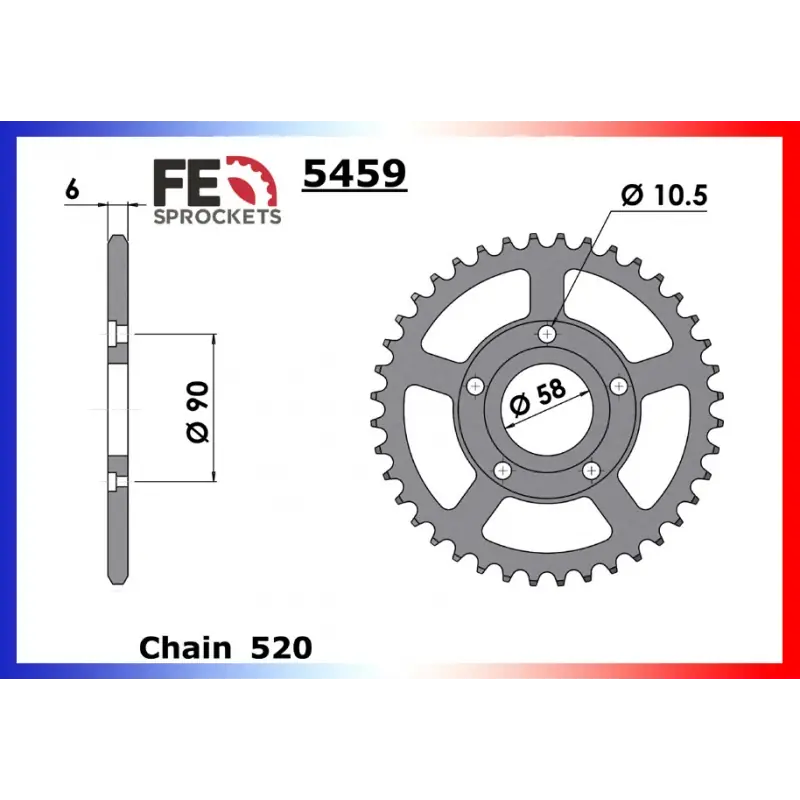 Nouveauté Couronne Acier 36 dents pour chaine 520 – France Equipement 2130.5459.36