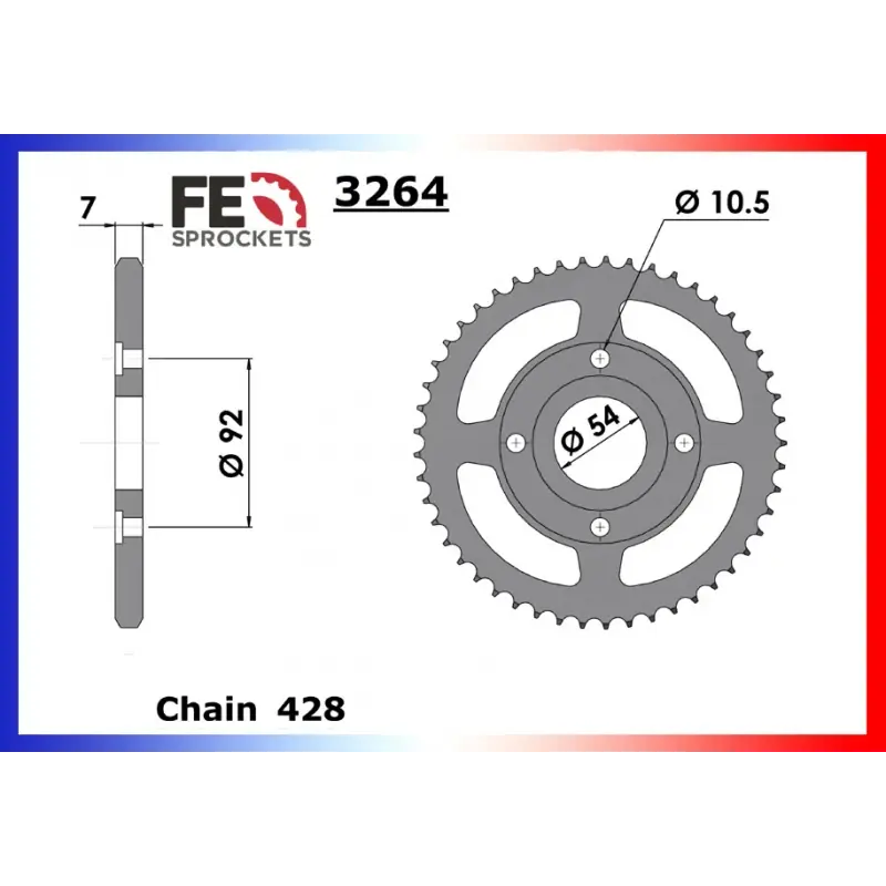 Achat Immédiat Couronne Acier 45 dents pour chaine 428 – France Equipement 2906.3264.45
