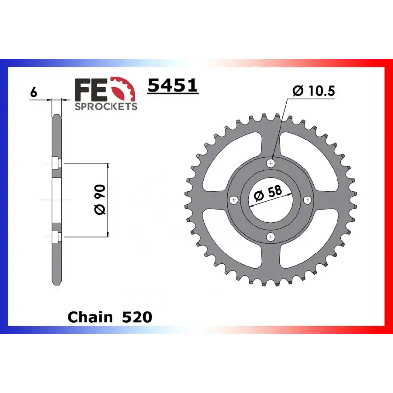 Couronne Acier 45 dents pour chaine 520 – France Equipement 2906.5451.45 Acheter Direct