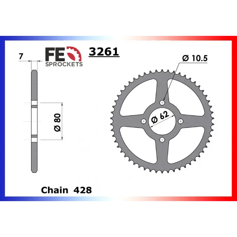 Bon Plan Couronne Acier 50 dents pour chaine 428 – France Equipement 2915.3261.50