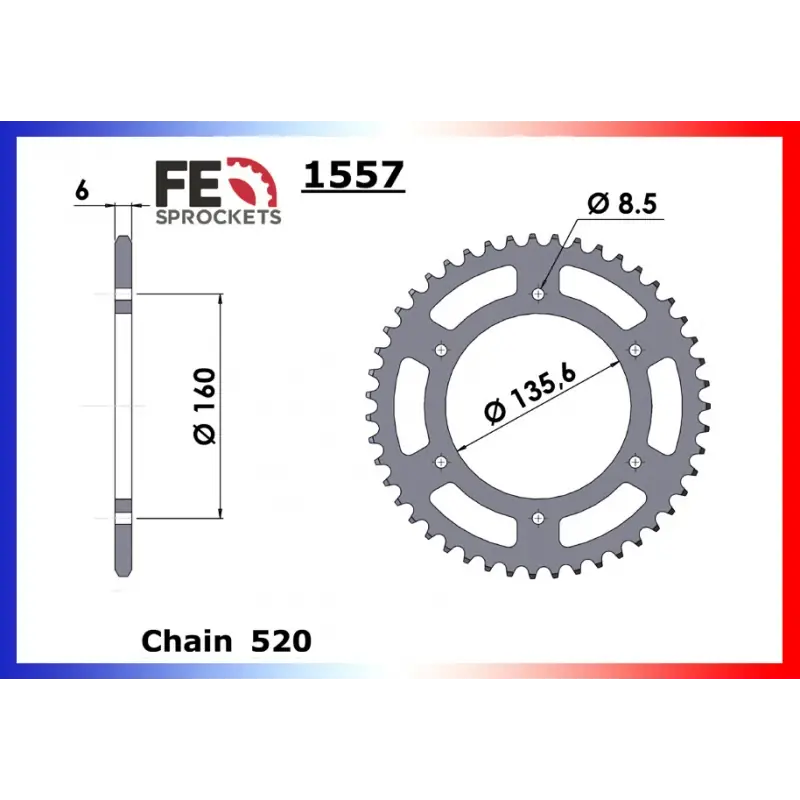 Achat Immédiat Couronne Acier 45 dents pour chaine 520 – France Equipement 2985.1557.45