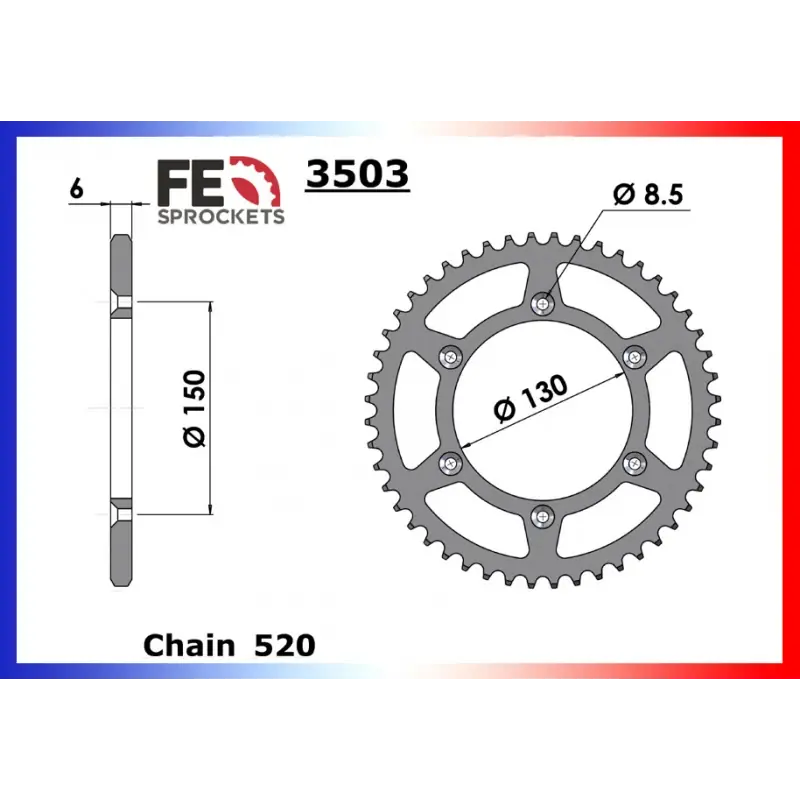 Solde Couronne Acier 41 dents pour chaine 520 – France Equipement 3012.3503.41