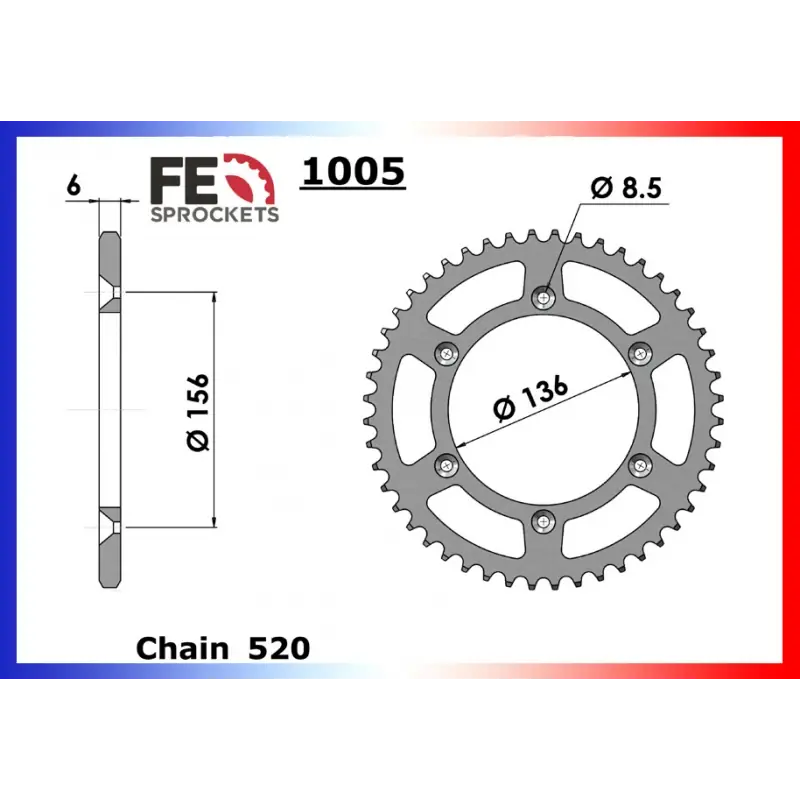 Acheter Direct Couronne Acier 45 dents pour chaine 520 – France Equipement 4501.1005.45