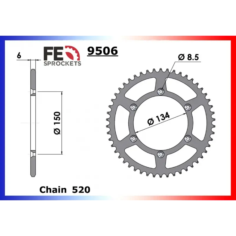 Achat Immédiat Couronne Acier 48 dents pour chaine 520 – France Equipement 5004.9506.48