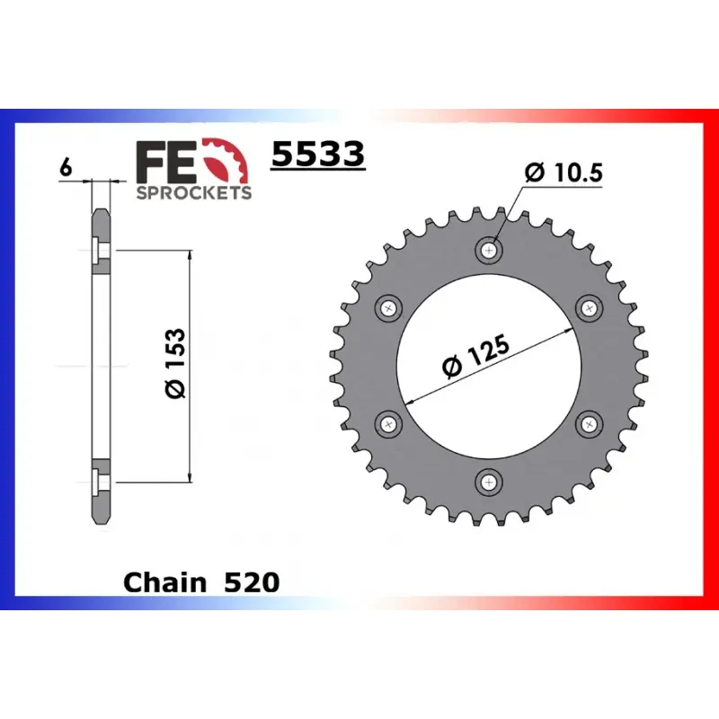 Vente Flash Couronne Acier 42 dents pour chaine 520 – France Equipement 5114.5533.42