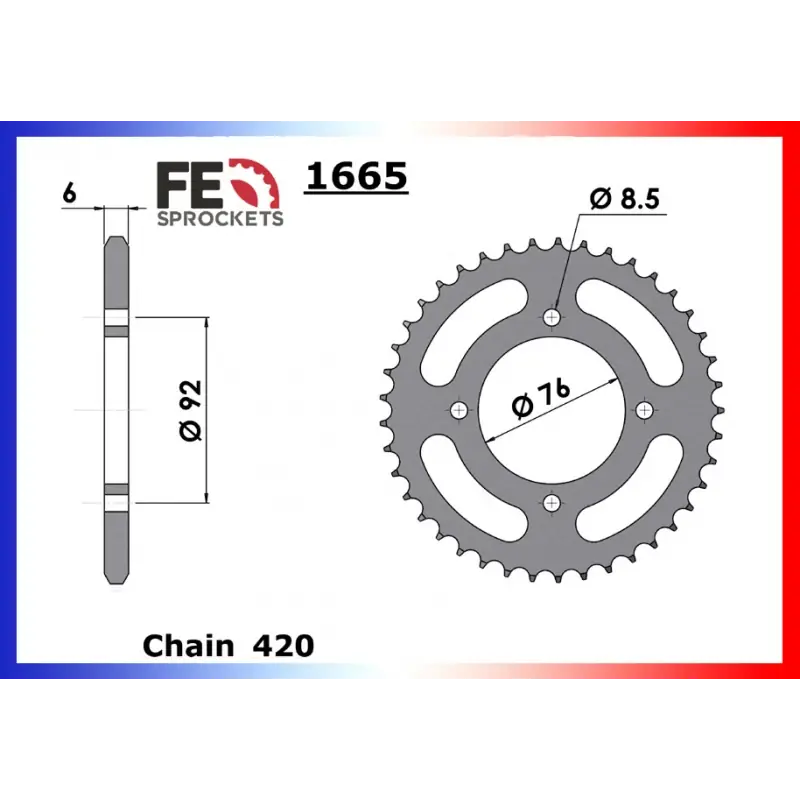 Soldes Couronne Acier 39 dents pour chaine 420 – France Equipement 5805.1665.39