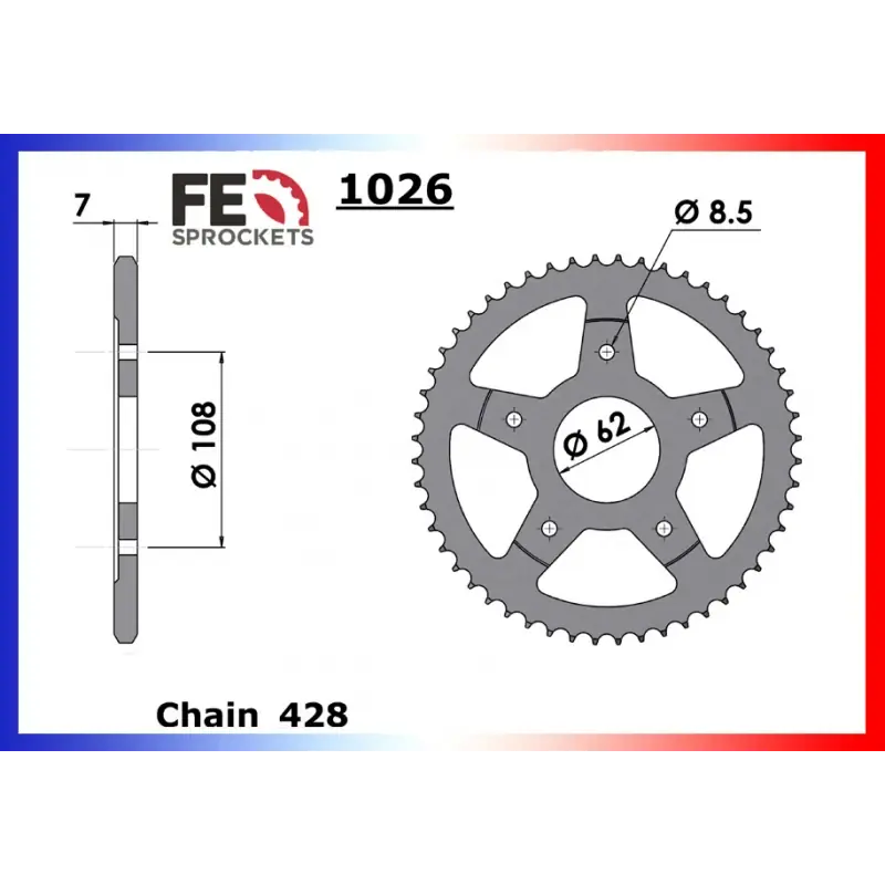 Super Prix Couronne Acier 52 dents pour chaine 428 – France Equipement 6460.1026.52