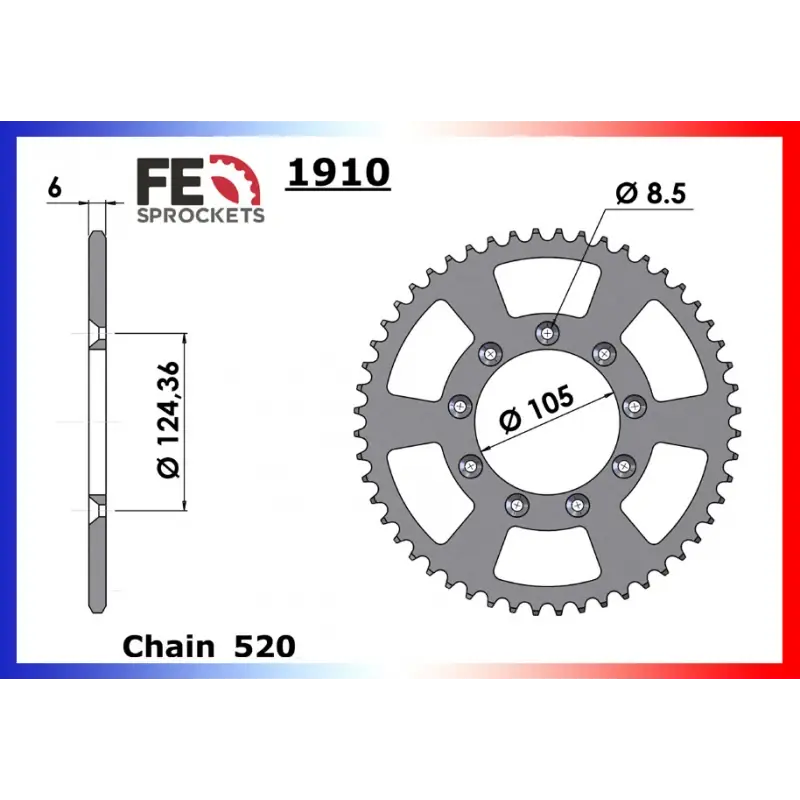 Soldes Couronne Acier 49 dents pour chaine 520 – France Equipement 6580.1910.49