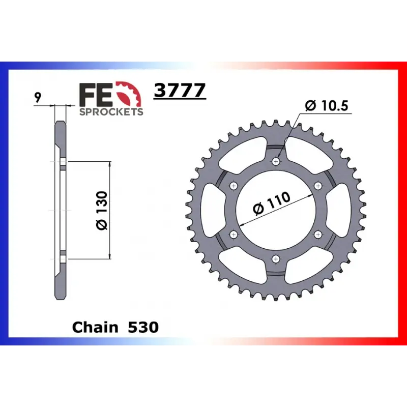 Achetez Aujourd&rsquo;hui Couronne Acier 38 dents pour chaine 530 – France Equipement 8414.3777.38
