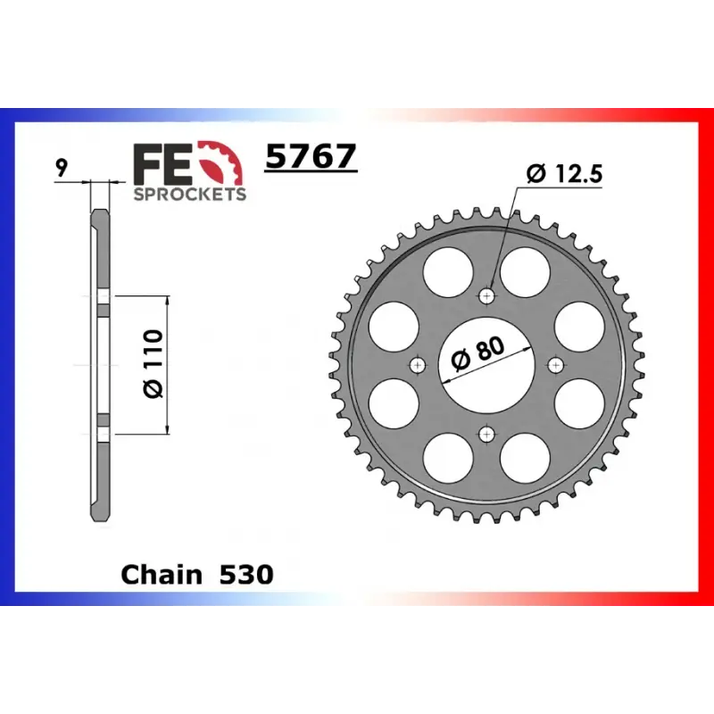 Couronne Acier 40 dents pour chaine 530 – France Equipement 9202.5767.40 Achat Immédiat