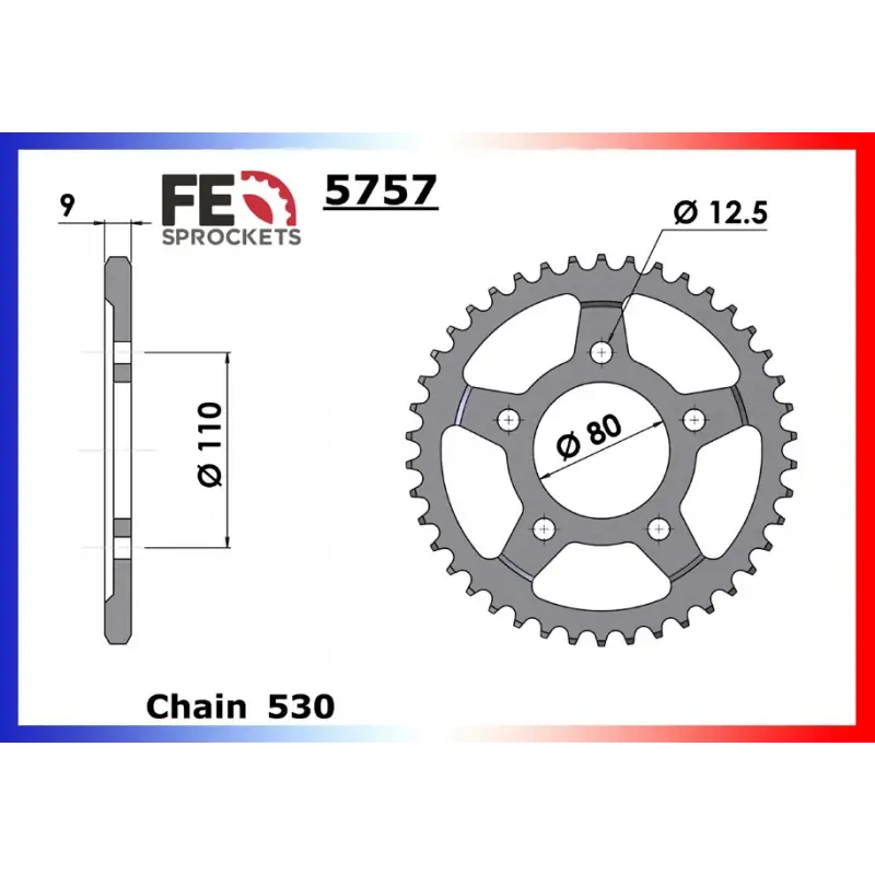 Vente Flash Couronne Acier 46 dents pour chaine 530 – France Equipement 9209.5757.46