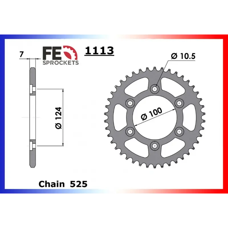 Acheter Direct Couronne Acier 44 dents pour chaine 525 – France Equipement 9522.1113.44