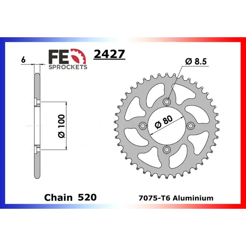 Satisfait Ou Remboursé Couronne Alu 40 dents pour chaine 520 – France Equipement 1442.2427.401